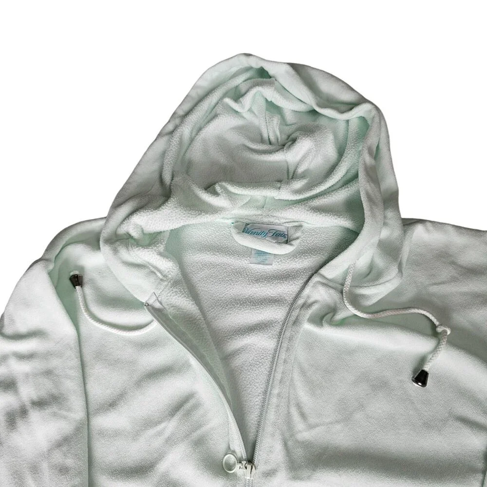 Vanity Fair Women's mint Green long Sleeved zipper Robe Pajamas Fleece size S